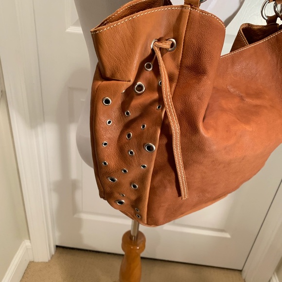 NWOT, leather bag, cognac color, grommet detail - Picture 2 of 8